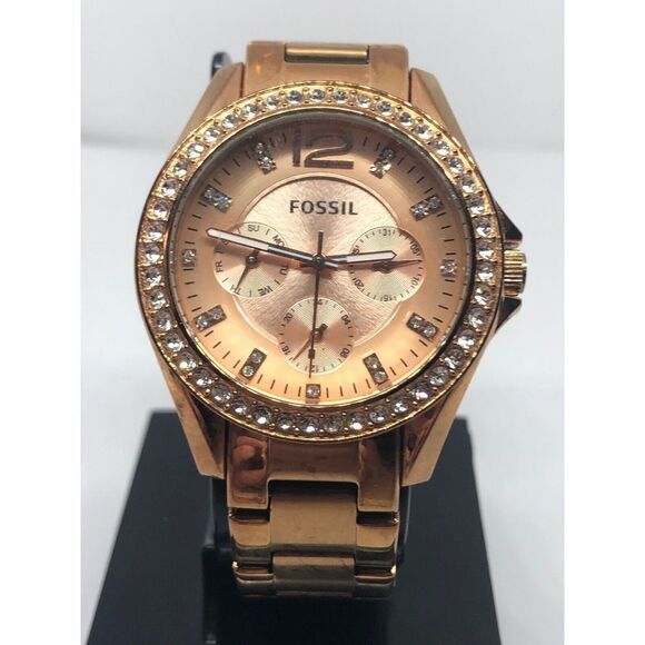Fossil ES2811 Women's Stainless Steel Analog Rose Gold Dial Quartz Watch RK336 - Picture 1 of 10